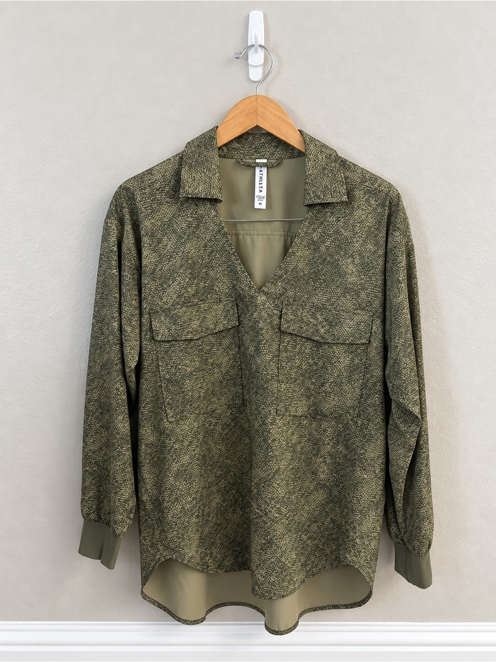 Athleta Zuma Printed Top - Viper Shadow Olive